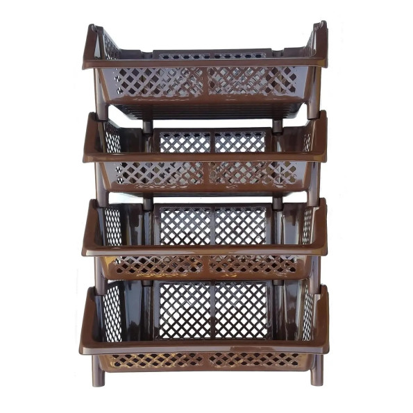 Етажерка органайзер пластикова для зберігання на кухню, у ванну коричнева -
                                                        Фото 4